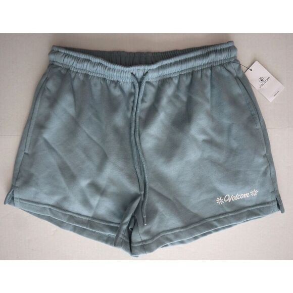 Volcom B0902402 Women's Sz S Blue Just Chill Mid-Rise Fleece Shorts - Picture 1 of 10